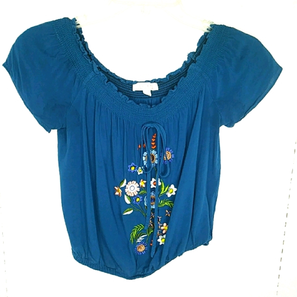 A'gaci floral crop top off shoulder elastic waist